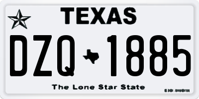 TX license plate DZQ1885