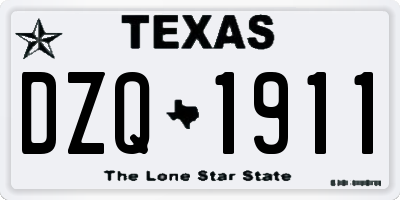 TX license plate DZQ1911