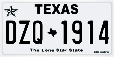 TX license plate DZQ1914
