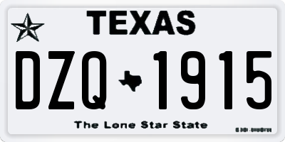 TX license plate DZQ1915