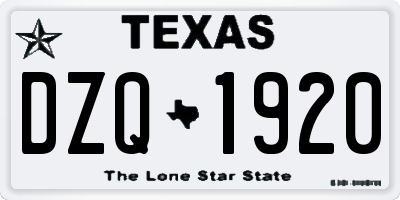 TX license plate DZQ1920