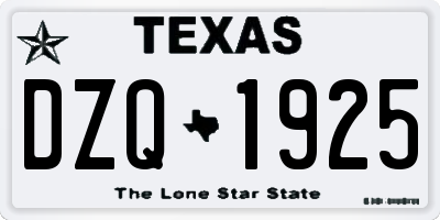 TX license plate DZQ1925