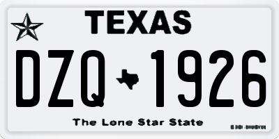 TX license plate DZQ1926