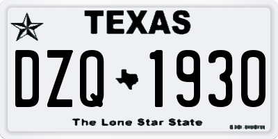 TX license plate DZQ1930