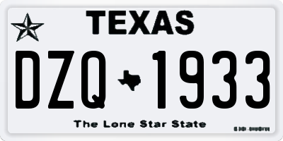 TX license plate DZQ1933