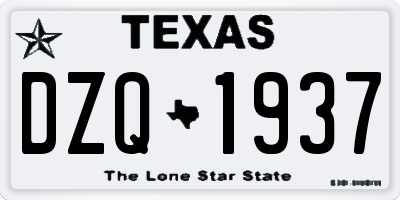 TX license plate DZQ1937