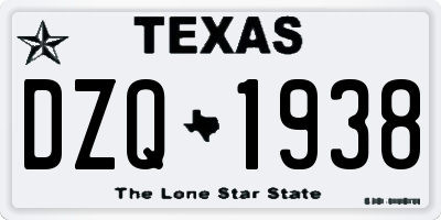 TX license plate DZQ1938