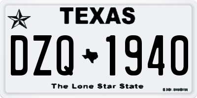 TX license plate DZQ1940
