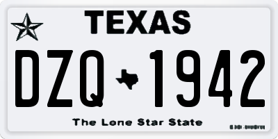 TX license plate DZQ1942