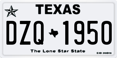 TX license plate DZQ1950