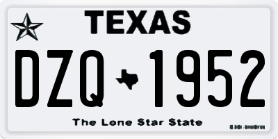 TX license plate DZQ1952