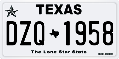 TX license plate DZQ1958