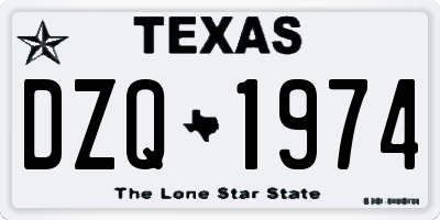 TX license plate DZQ1974