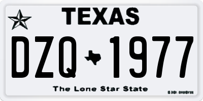 TX license plate DZQ1977