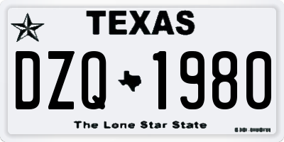 TX license plate DZQ1980