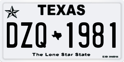 TX license plate DZQ1981
