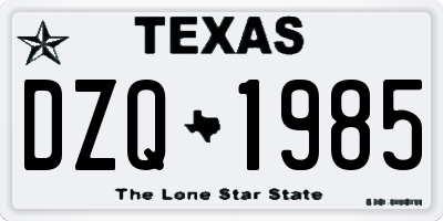 TX license plate DZQ1985