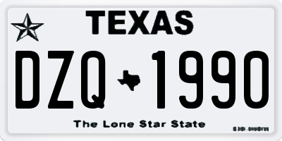 TX license plate DZQ1990