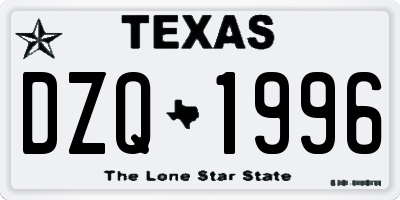 TX license plate DZQ1996