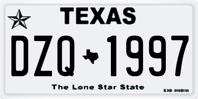 TX license plate DZQ1997