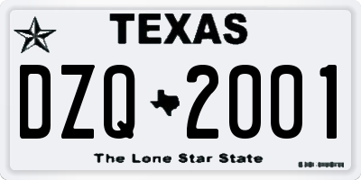 TX license plate DZQ2001