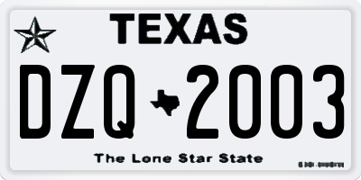 TX license plate DZQ2003