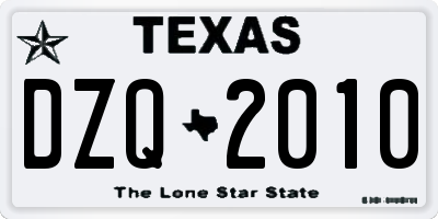 TX license plate DZQ2010