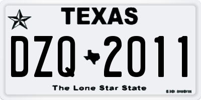 TX license plate DZQ2011