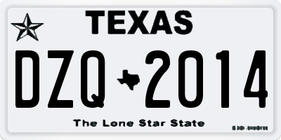 TX license plate DZQ2014