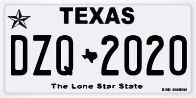 TX license plate DZQ2020