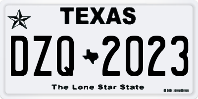 TX license plate DZQ2023