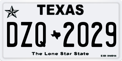 TX license plate DZQ2029