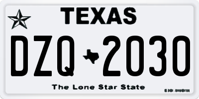 TX license plate DZQ2030