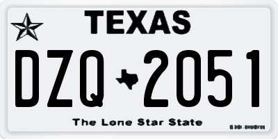 TX license plate DZQ2051