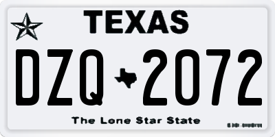 TX license plate DZQ2072