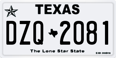 TX license plate DZQ2081
