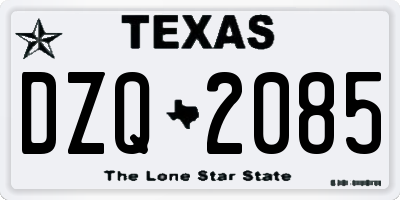 TX license plate DZQ2085