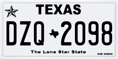 TX license plate DZQ2098