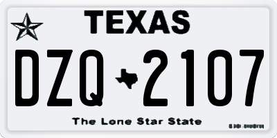 TX license plate DZQ2107