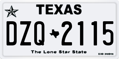 TX license plate DZQ2115
