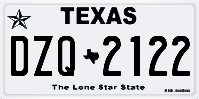 TX license plate DZQ2122