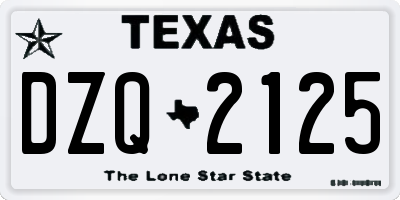 TX license plate DZQ2125