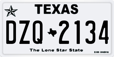 TX license plate DZQ2134