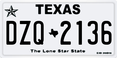 TX license plate DZQ2136