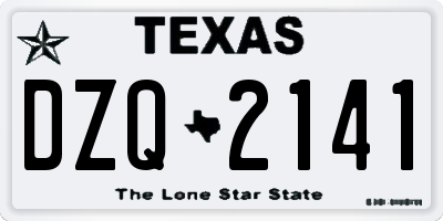 TX license plate DZQ2141