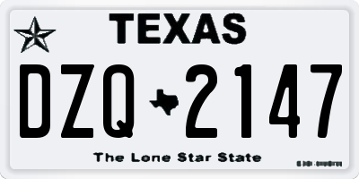 TX license plate DZQ2147