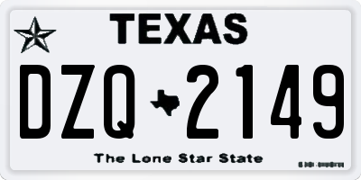 TX license plate DZQ2149