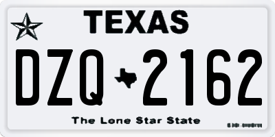 TX license plate DZQ2162