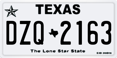 TX license plate DZQ2163