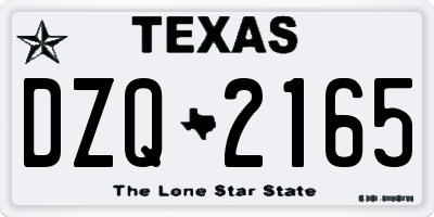 TX license plate DZQ2165